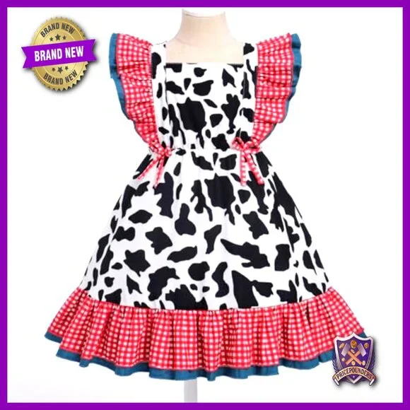 Toddler Tutu Dress Sleeveless Princess Party Gingham Ruffle Vintage Boho